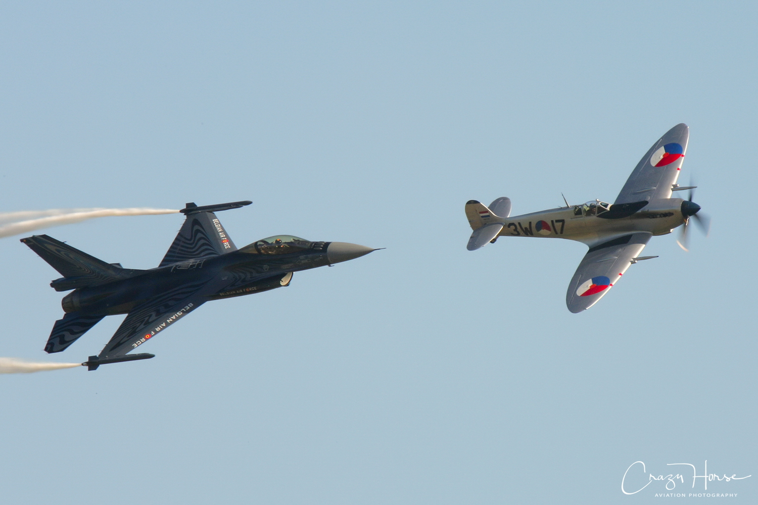 F-16 and Spitfire formation