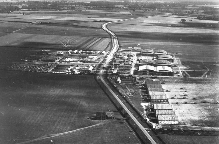 RAF Duxford, 1943. Many of the buildings still remain at today's airfield